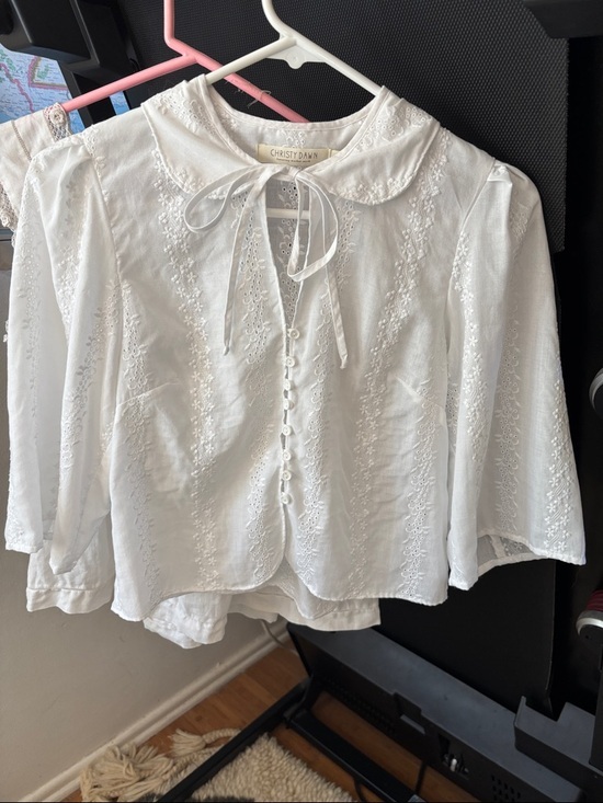 Christy Dawn Tops - Christy Dawn White Eyelet Button-Front Cotton Blouse